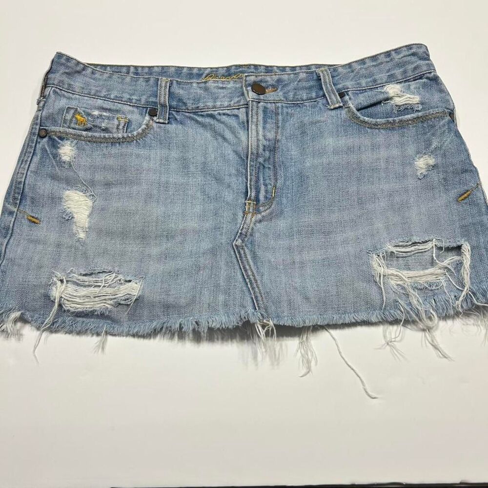 Abercrombie-fitch Women's Blue Micro Mini Denim Skirt